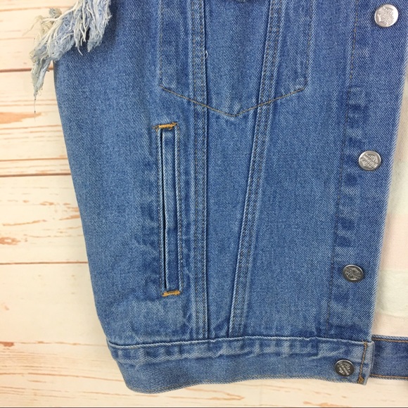 Harley Davidson AMERICAN FLAG Frayed Denim Vest SM - Picture 5 of 8